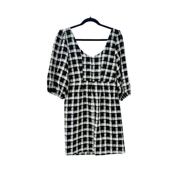 Chloe Kristyn Women's Scoop Neck Checked Mini Dress Black/White Size 4 NWT - Picture 7 of 13